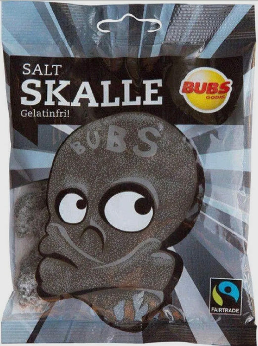 BUBS Godis Salty Black Licorice Skulls