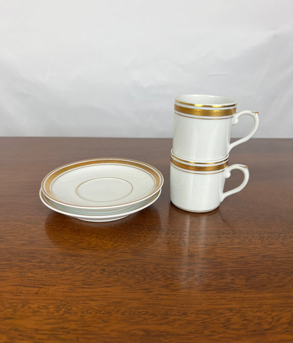 Vintage Gold and White Vista Alegre Cup And Sauced Set (2)