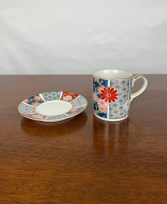 Vintage Japanese Floral Cup and Saucer