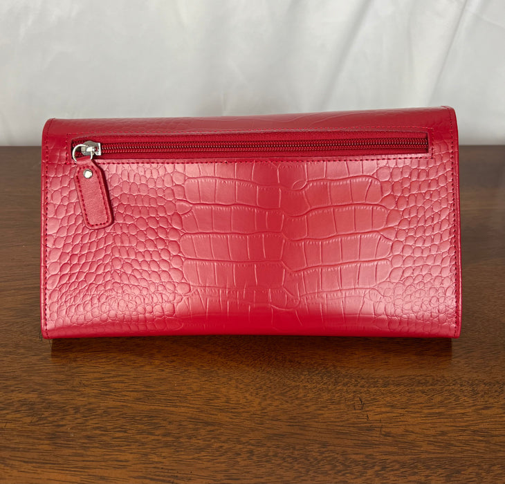 Embossed Leather Travel Jewelry Clutch