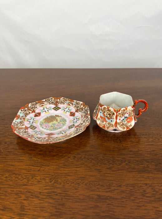 Antique Japanese Moth Cup & Saucer