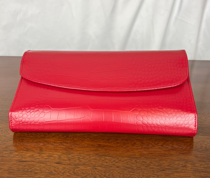 Embossed Leather Travel Jewelry Clutch