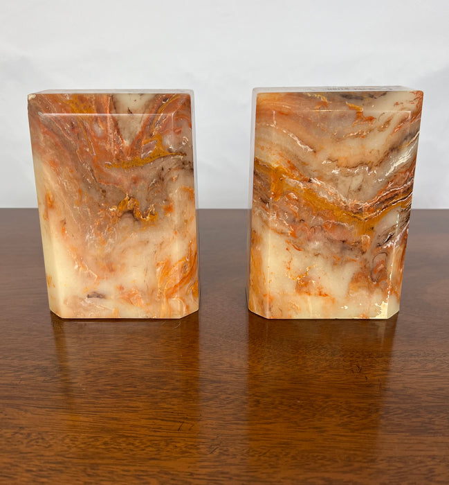 Vintage Banded Onyx Bookends