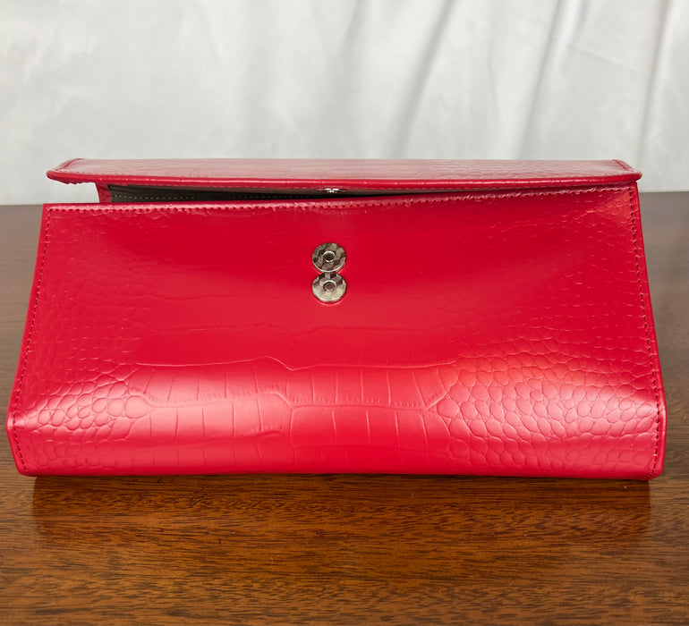 Embossed Leather Travel Jewelry Clutch