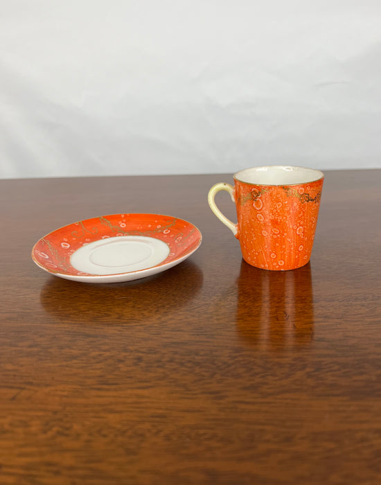 Vintage Hand painted Orange Japanese Cup and Saucer