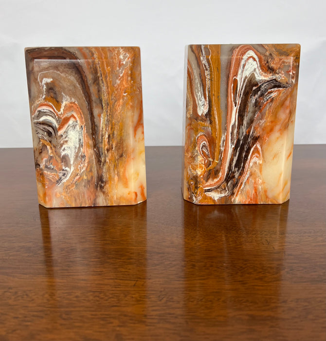 Vintage Banded Onyx Bookends