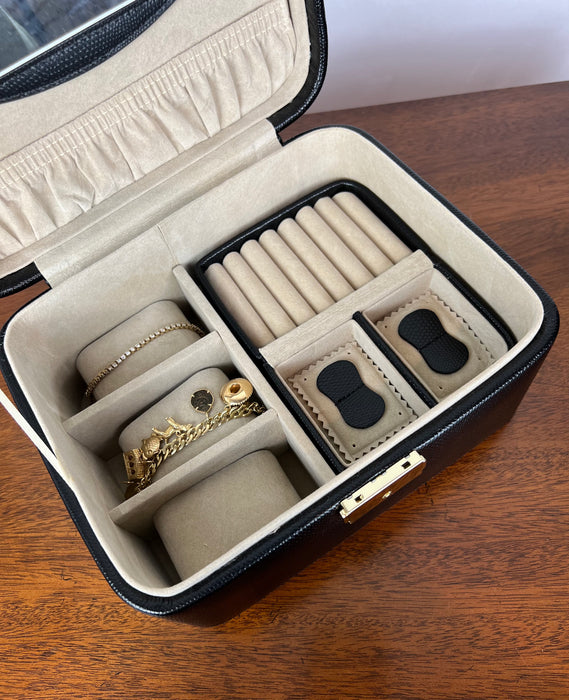 Embossed Leather Jewelry Train Case