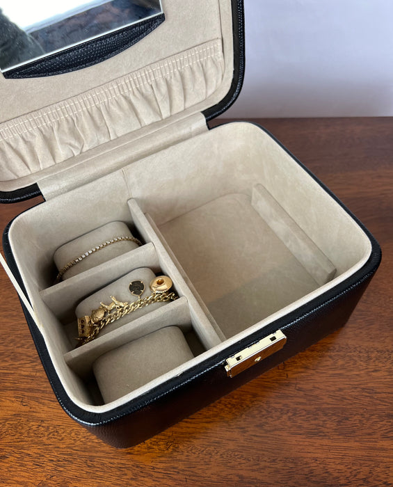 Embossed Leather Jewelry Train Case