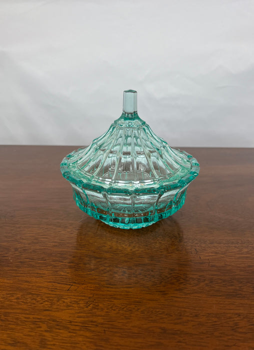 Vintage Blue Depression Glass Dish with Lid