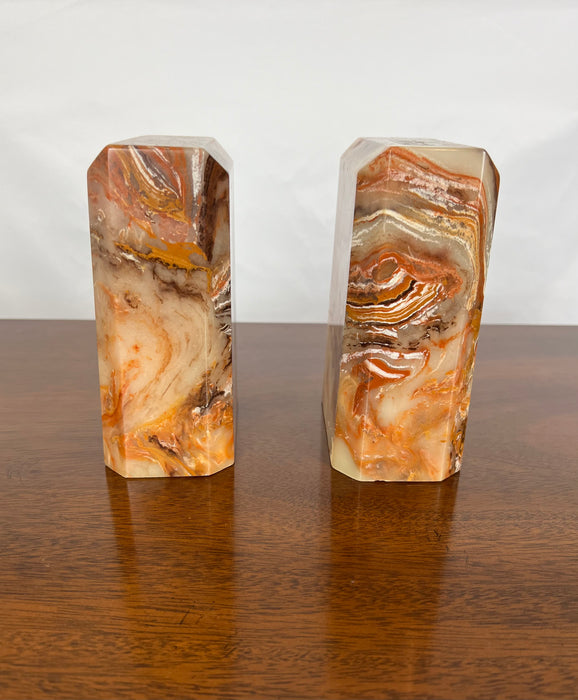 Vintage Banded Onyx Bookends