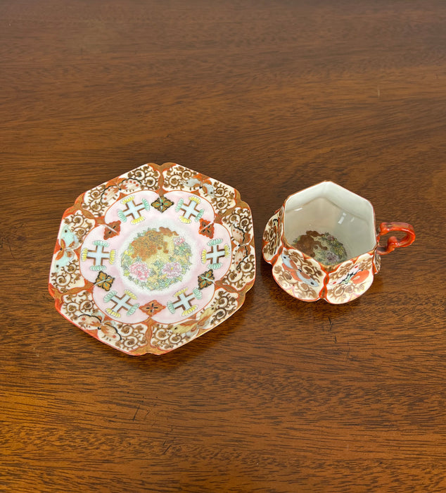 Antique Japanese Moth Cup & Saucer