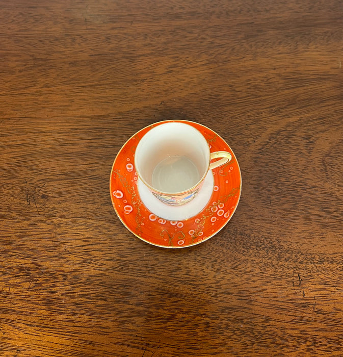 Vintage Hand painted Orange Japanese Cup and Saucer