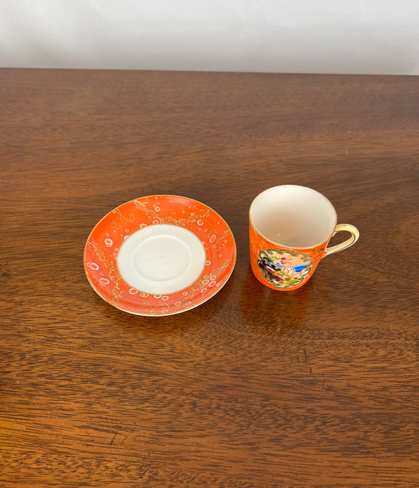 Vintage Hand painted Orange Japanese Cup and Saucer