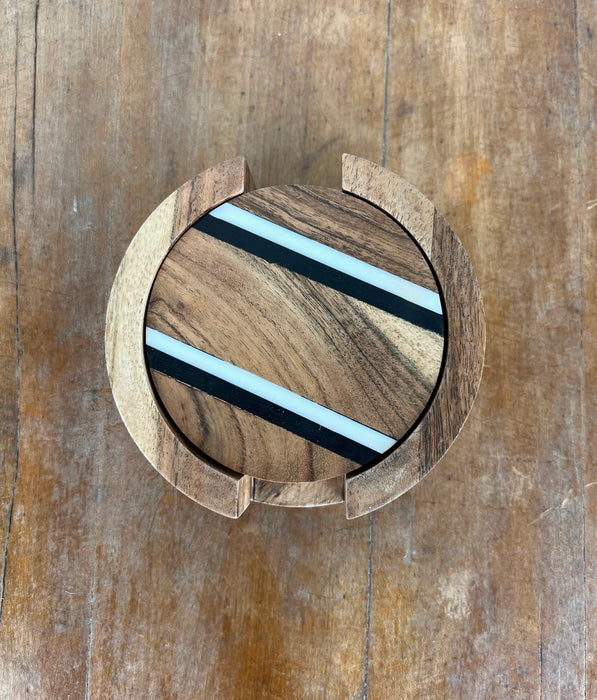 Marble Inlaid Wooden Coasters (4)