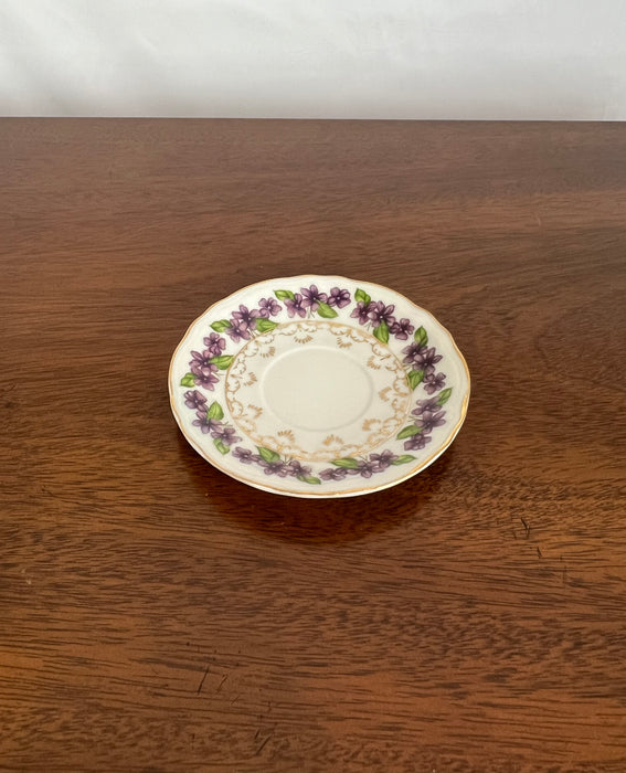 Vintage Porcelain Purple And Gold Floral Dish