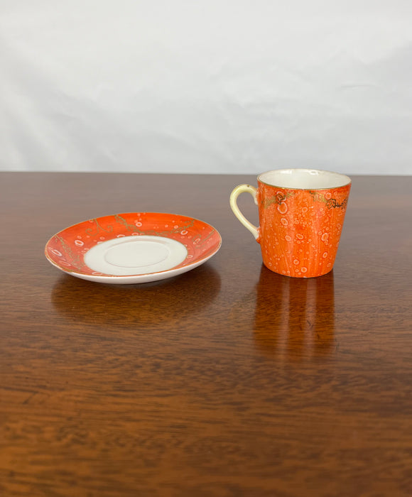 Vintage Hand painted Orange Japanese Cup and Saucer