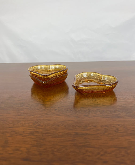 Vintage Amber Depression Glass Heart Shaped Trinket Dish