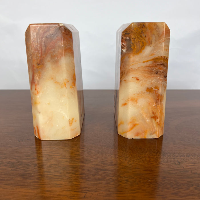 Vintage Banded Onyx Bookends