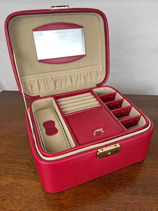 Embossed Leather Jewelry Train Case