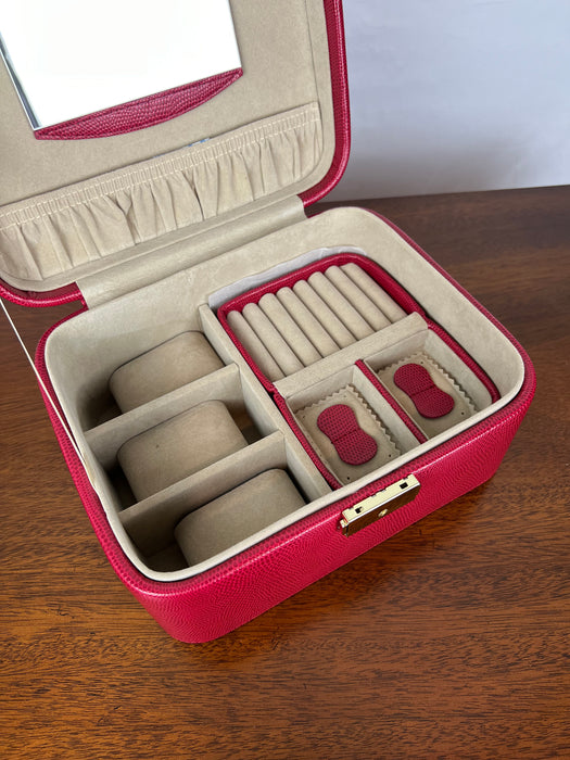 Embossed Leather Jewelry Train Case