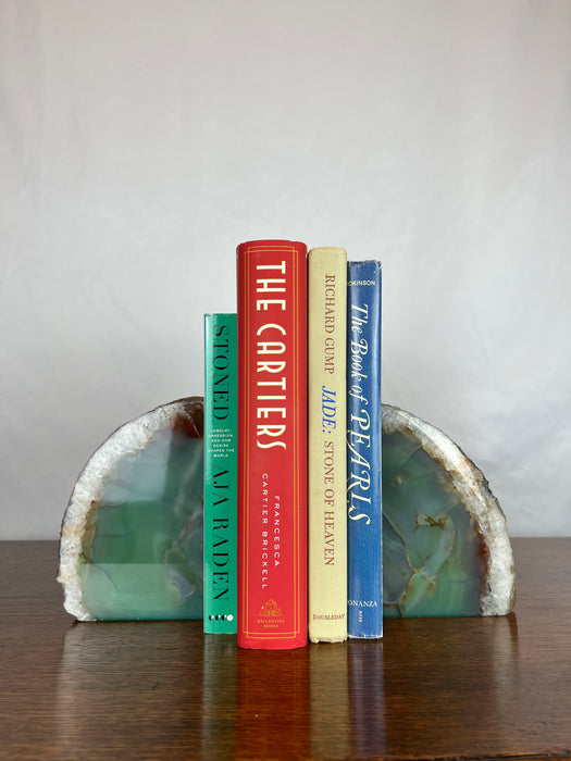 Green Agate Bookend Set