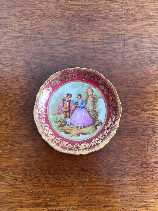 Vintage Red Fragonard Limonges Trinket Dish