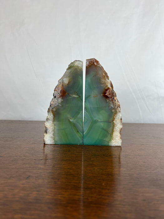 Green Agate Bookend Set