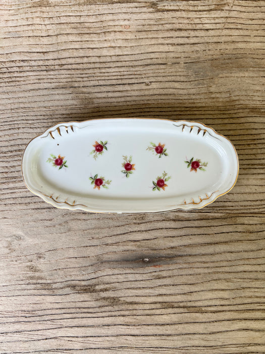 Vintage Floral Oval Dish