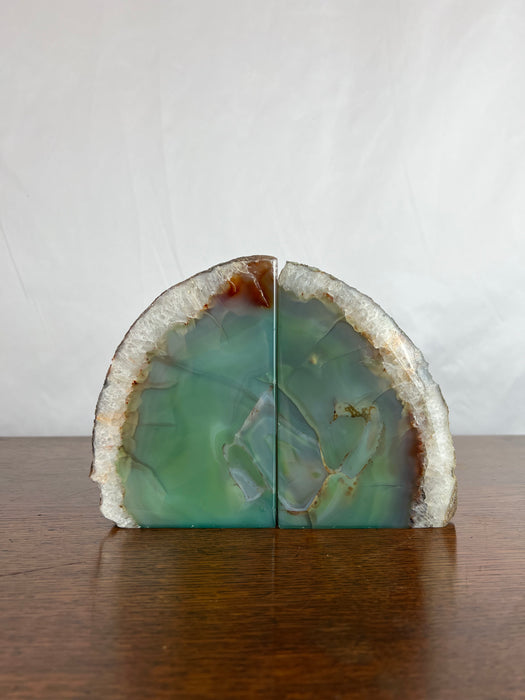 Green Agate Bookend Set