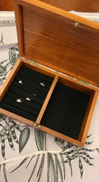 Vintage Wooden Box with Customizable Velvet Inserts