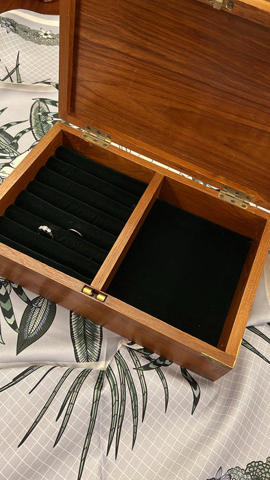 Vintage Wooden Box with Customizable Velvet Inserts