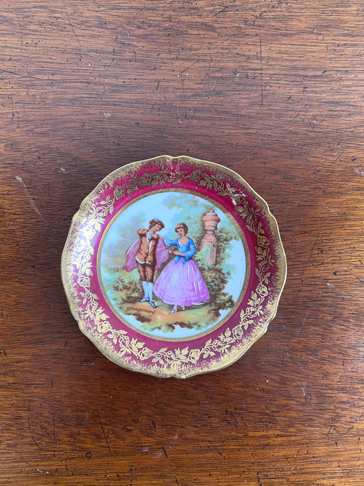Vintage Red Fragonard Limonges Trinket Dish