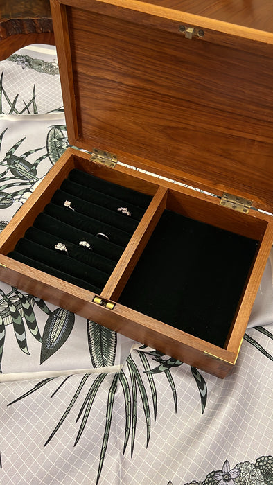 Vintage Wooden Box with Customizable Velvet Inserts