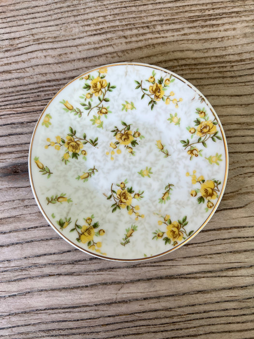 Vintage Yellow Floral Trinket Dish